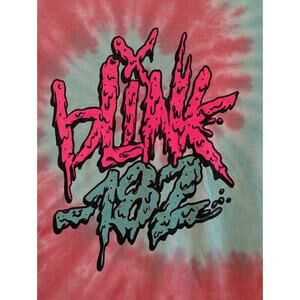 Blink-182 Drip Logo Tie-Dye T-Shirt Unisex Size Small Pink/Green 100% Cotton